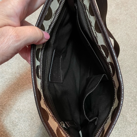 Coach MWT signature crossbody bag khaki with mahogany leather file bag - Picture 4 of 7